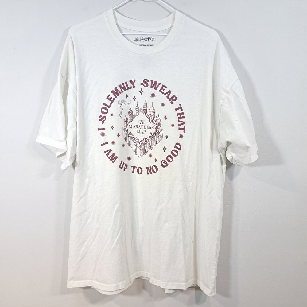 Harry Potter The Marauder's Map White Crew Neck T-Shirt Men's XXL